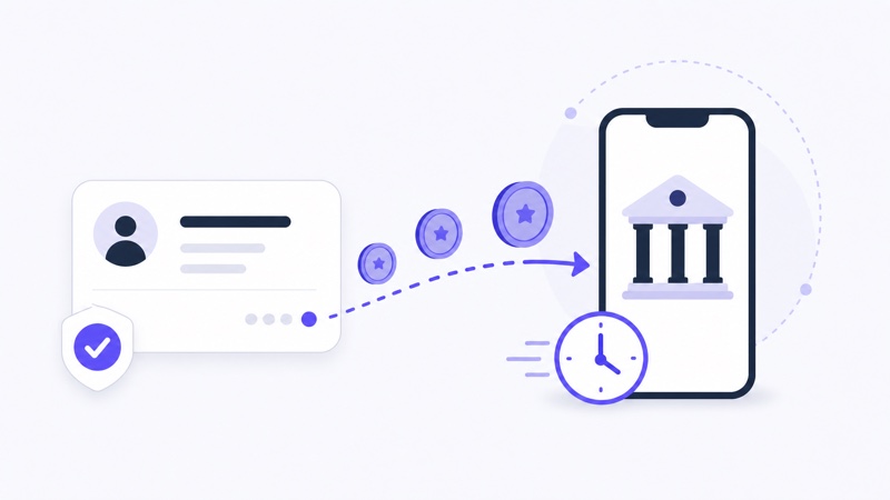 Diagram of a PayID withdrawal moving from an online cashier balance to a banking app